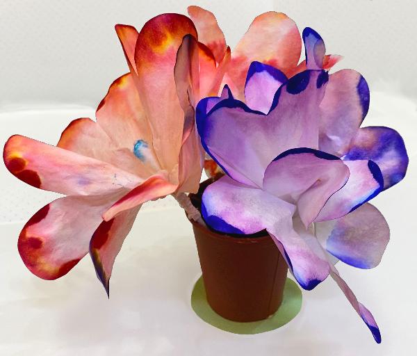 Past Projects - Water-Dyed Doily Flower Pot
